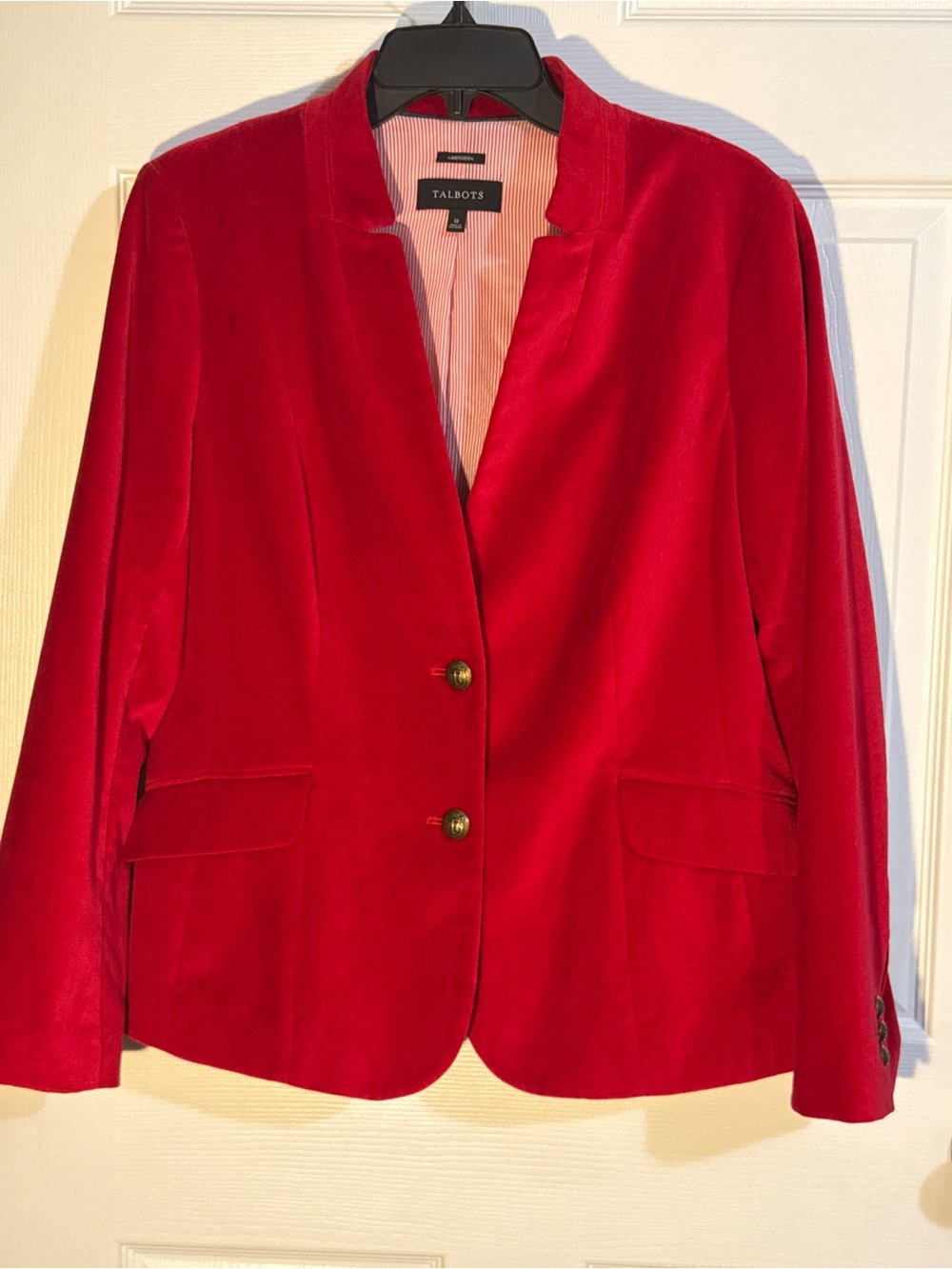 Talbots Bright Red Velvet Blazer Jacket